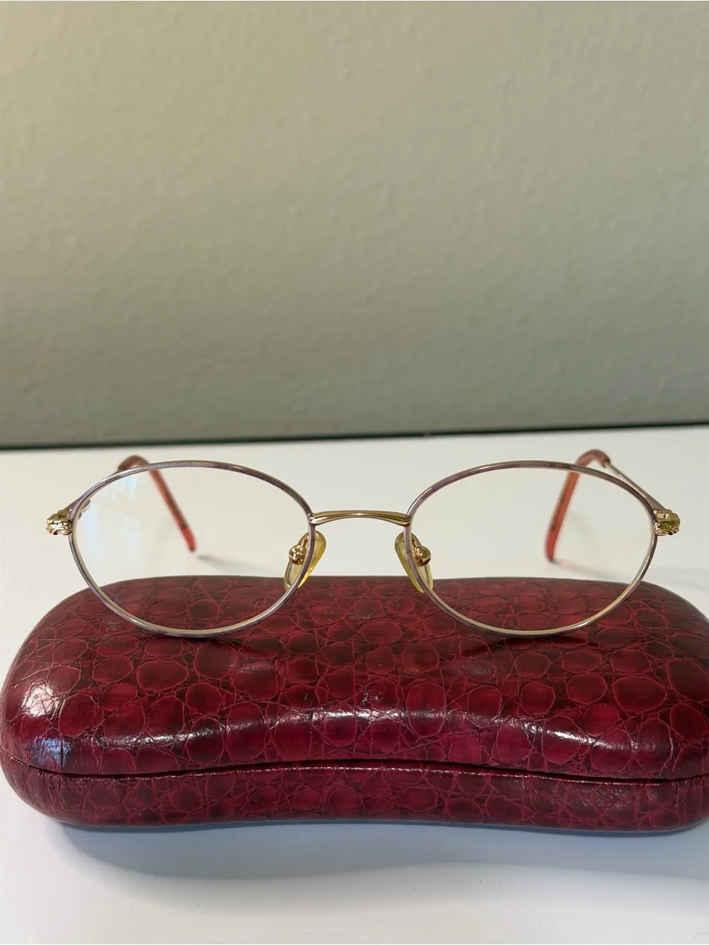 Diane Von Furstenberg Vintage Gold Round Frames with Clip-On Sunglass Lenses